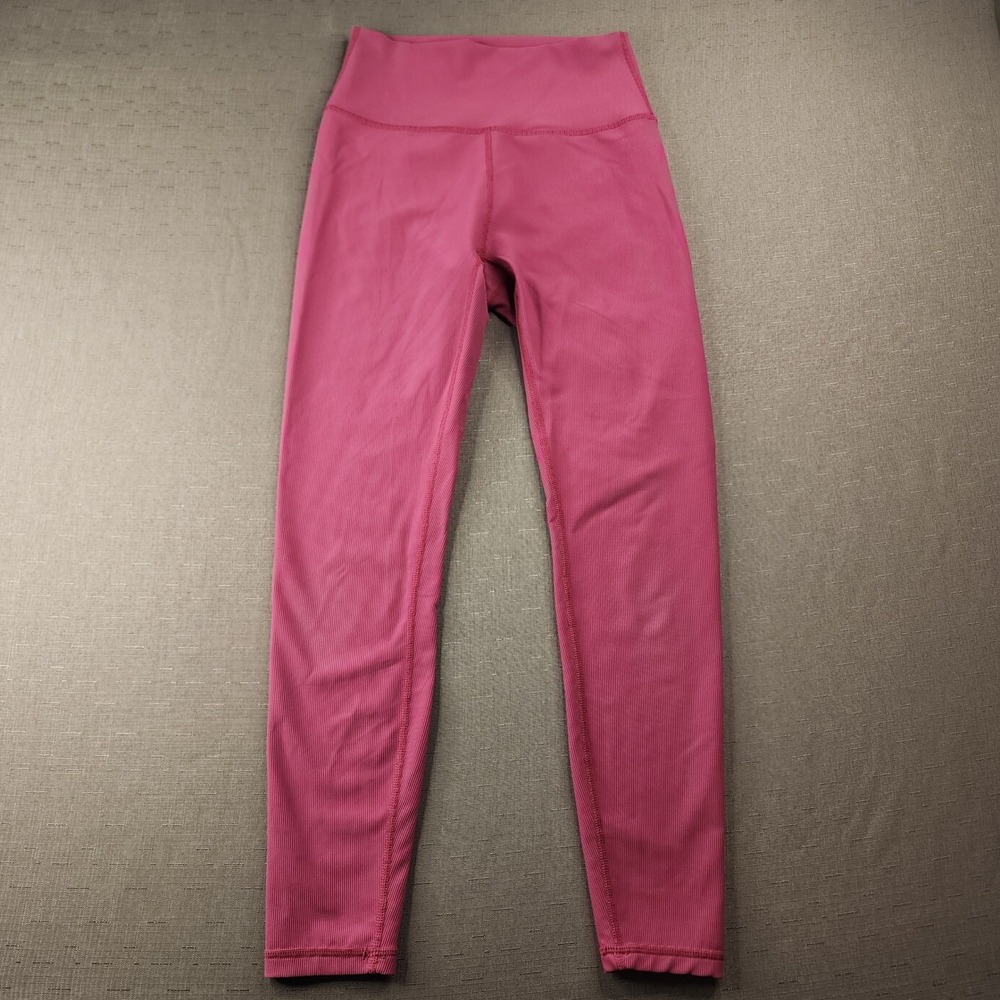 Wilo The Label Pink Ribbed High Waisted Athletic Leggings Small